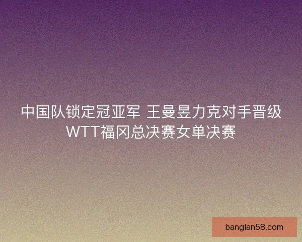 中国队锁定冠亚军 王曼昱力克对手晋级WTT福冈总决赛女单决赛