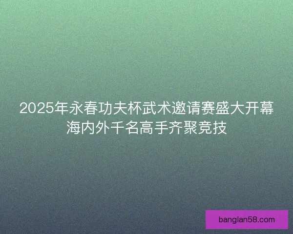 2025年永春功夫杯武术邀请赛盛大开幕海内外千名高手齐聚竞技
